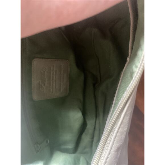 Vintage Women's Fossil Green Slouch Hobo Shoulder Bag Purse Leather Top Handle - Picture 14 of 16